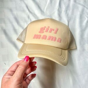 Cream and Pink 'Girl Mama' trucker hat